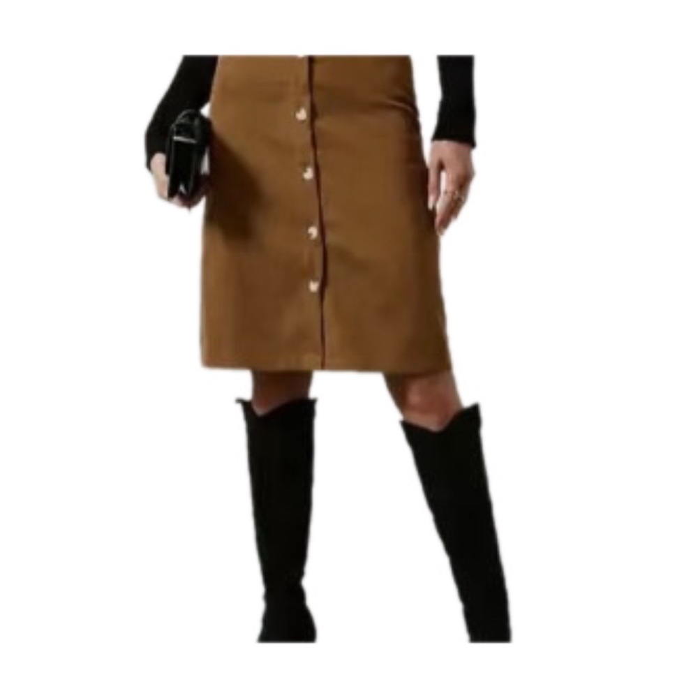 New midi earth corduroy textured skirt